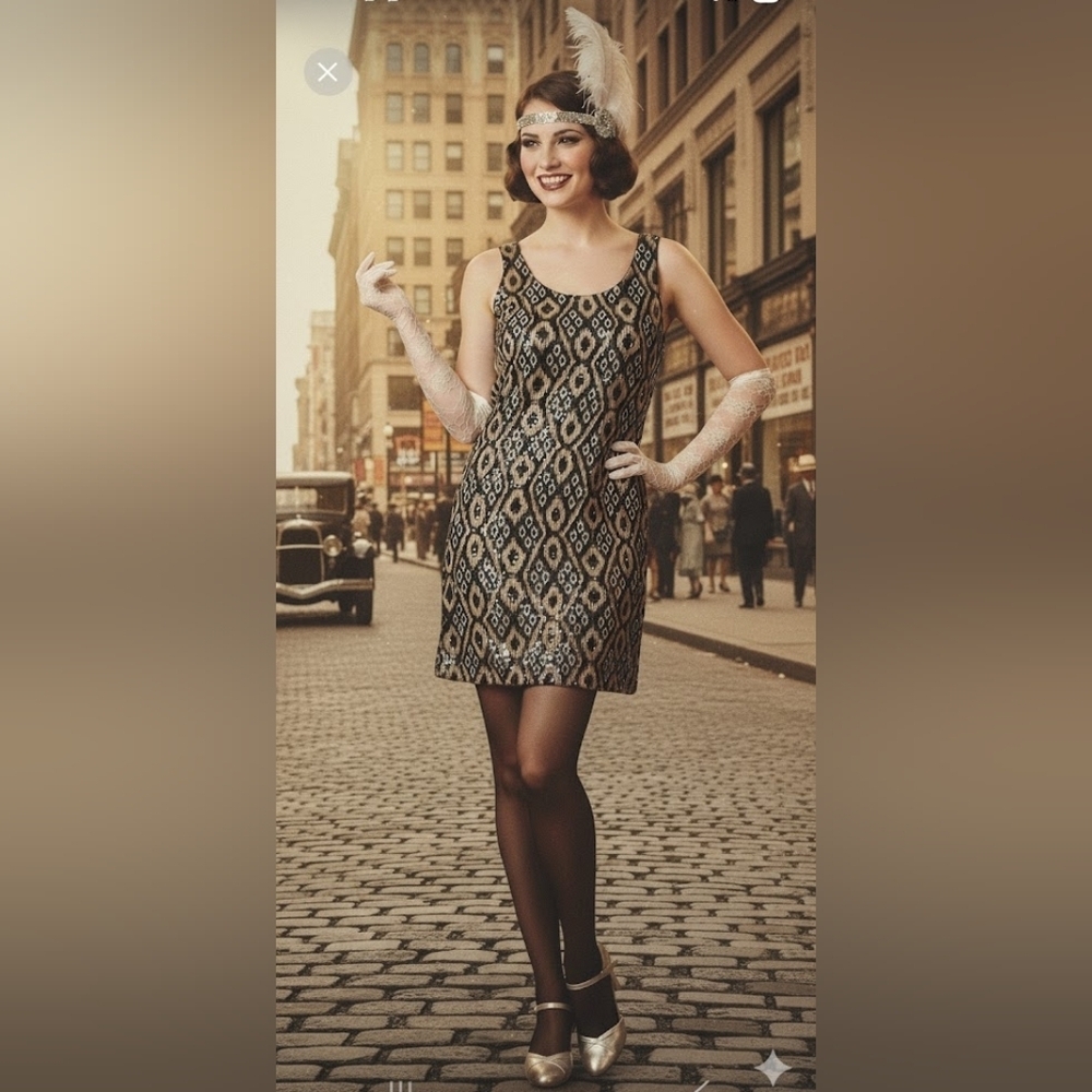 Suzy Shier Sparkly Sequins 1920's Style Dress  Size Small
